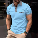 Men's Button Down Colorblock Sports Short Sleeve  Polo Shirt