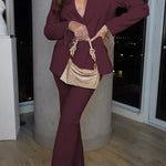 Margovil One Button Pocketed Blazer and Straight Leg Pants Power Suit Set