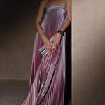 A-Line Loose Elasticity Gradient Pleated Tube Evening Dresses Maxi Dresses
