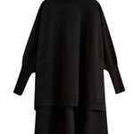Urban Solid Color High-Neck High-Low Sweatshirt Top