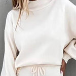 Casual Solid Color High Collar Pencil Pants Suits