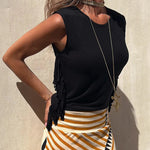 Told You So Girl Cotton Blend Tassel Trim Relaxed Top