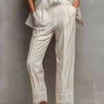 Vintage Striped Lace Cropped Trousers