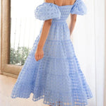 Fashionable One-Shoulder Chiffon Puff Sleeve Swing Midi Dress