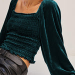 Plain Ruffle Sleeve Buttoned Plus Size Boho Top