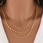 Textured Wave Chain Necklace