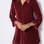 Women's Velvet Button Lapel Shirt