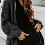 Drop Shoulder Open Front Knit Oversized Sweater Cardigan