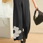 High Waisted Loose Asymmetric Floral Printed Pants Trousers