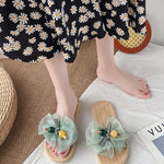 Bowknot Gauze Open Toe Split-Joint Slippers