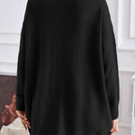 Solid color half turtleneck pullover sweater fashionable mid-length slit dress
