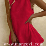 Margovil Crewneck Sleeveless Cotton Linen Dress