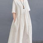 Cotton Blend Solid Color Irregularity Dress