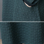 Loose Solid Color Split-Joint With Pocket Round-Neck Long Sleeves Midi Dress