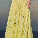 Paris Dreaming Embroidered Lace High Rise Elastic Waist Pocketed Maxi Skirt