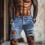 Men's Vintage Distressed Denim Shorts