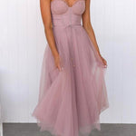 Margovil Backless Tie Waist Mesh Swing Maxi Cami Dress