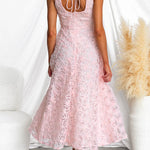 Crewneck Sleeveless Fairy Lace Maxi Swing Dress