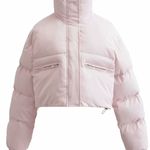 Stand Collar Pocket Zipper Short Cotton Coat