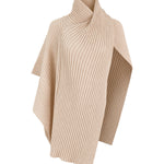 Loose Asymmetric Solid Color Split-Joint High Neck Sweater Tops