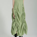 Irregular Clipping Loose Solid Color Round-Neck Midi Dresses