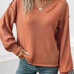 Stylish long sleeve solid color sweater