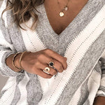 V Neck Stripe Color Block Loose Oversized Pullover Sweater