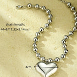 Fashion Beaded Heart Shape 18k Contrast Color Stainless Steel Necklace