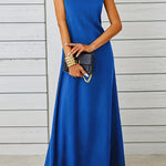 A-Line Loose Solid Color Round-Neck Maxi Dresses