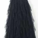 Original Irregular Mesh 4 Colors Falbala Pleated Elasticity Skirt