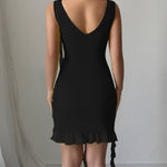 Bodycon High Waisted Pleated Solid Color V-Neck Mini Dresses