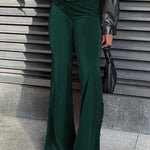 Solid color velvet elastic high waist slim casual bootcut pants for women fashion pants
