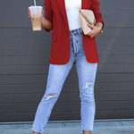 Margovil Classic Single Button Back Slit Pocketed Blazer