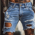 Men's Vintage Distressed Denim Shorts