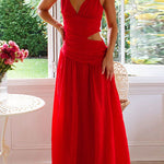 Margovil V Neck Sleeveless Cut Out Swing Maxi Dress