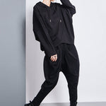 Casual Loose Split-Joint Solid Color High-Waisted Harem Pants