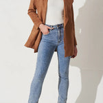 Solid color suit cardigan large lapel suede long-sleeved jacket