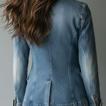 Vintage Effortless Tailoring Washed Denim Blazer