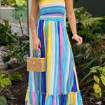 MULTICOLOR SMOCKED TOP MAXI DRESS