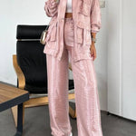 Easy on Me Metallic Fabric Flap Pocket Cargo Style Zipper Loose Jacket