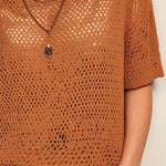 Boho Open-Knit Short Sleeve Top
