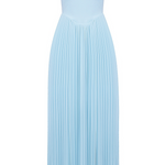 Strapless Cinch Waist Pleated Maxi Dresses-Blue [Pre Order]