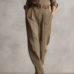 Brown Sophisticated Tweed Texture Plaid Utility Jumpsuit