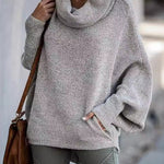 Cowl Neck Batwing Sleeves Loose Sweater