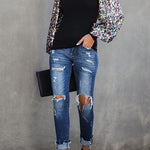 Margovil Sequin Lantern Sleeve Festive Blouses