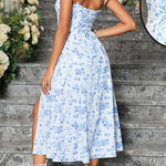 Margovil Adjustable Strap Back Lace-up Slit Midi Dress