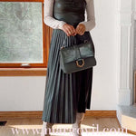 Strapless Pleated Faux Leather Midi Dress(2 Colors Available!)