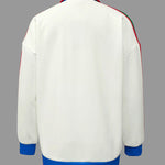 Long Sleeves Loose Contrast Color Striped Zipper Lapel Outerwear