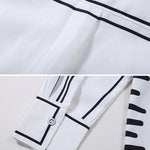 Simple White Black Contrast Color Printed Blouse