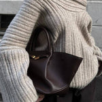 Fashionable Irregular Collar Loose Casual Knitted Sweater